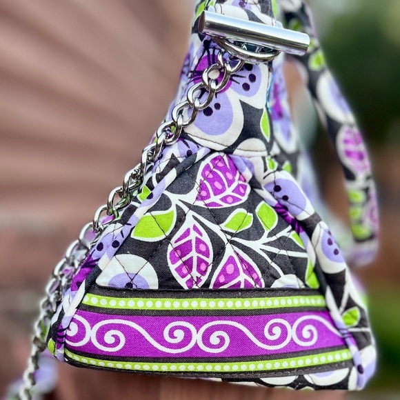 Vera Bradley Plum Petals Handbag Purse with Chain Strap - Picture 2 of 9